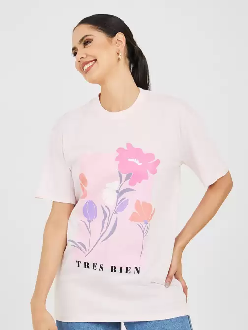 Floral Printed Cotton T-shirt - image 5