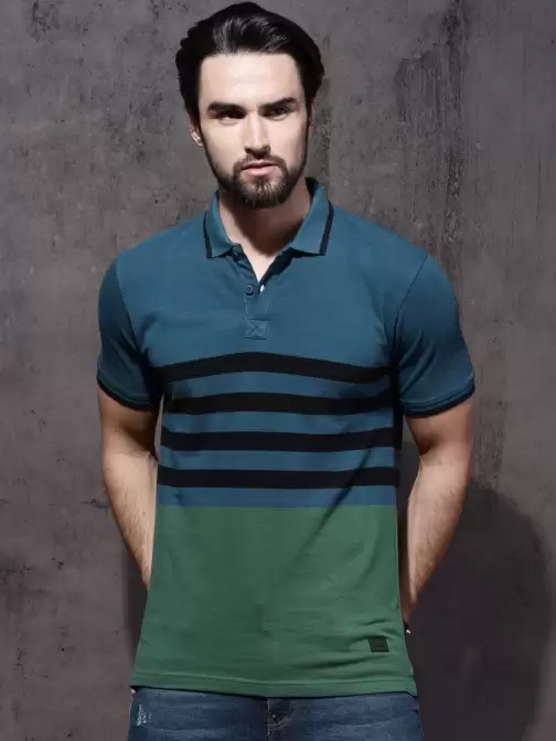 Striped Polo Collar Pure Cotton T-shirt - image 5