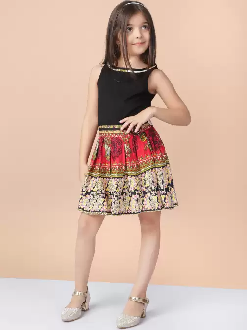 Girls Printed Fit and Flare Dress - image 5