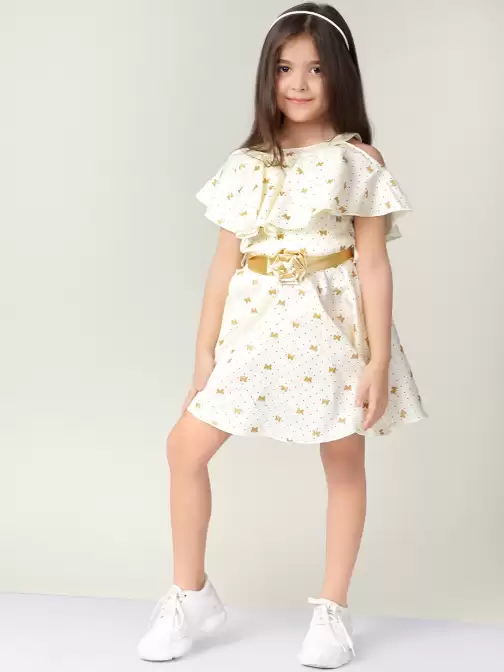Girls Printed Fit and Flare Dress - image 5