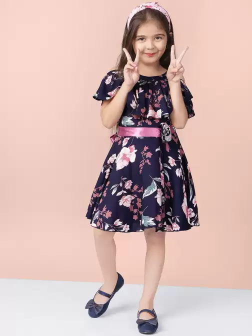 Girls Printed Fit and Flare Dress - image 5