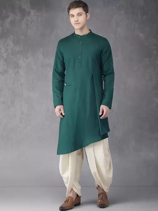 Men Solid Kurta with Dhoti Pants - image 5