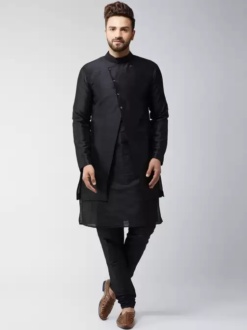 Men Self Design Kurta with Churidar - image 5