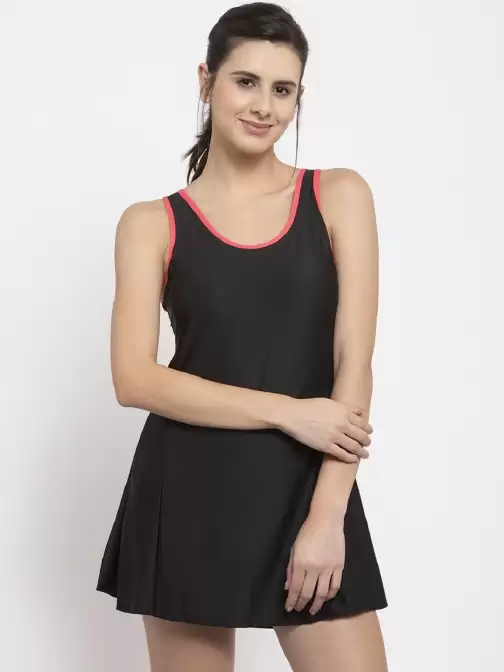 Women Solid Swimwear with Attached shorts - image 5