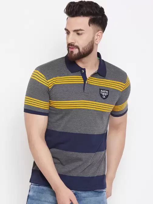 Striped Polo Collar T-shirt - image 5