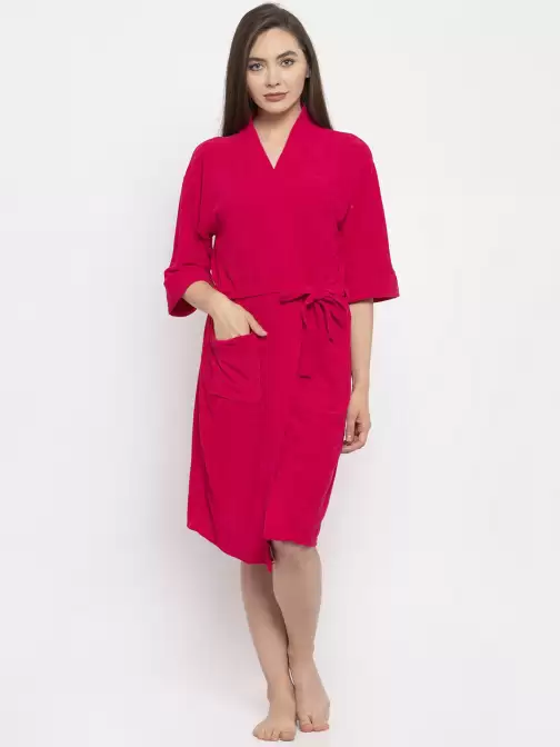 Women Solid Bath Robe - image 5