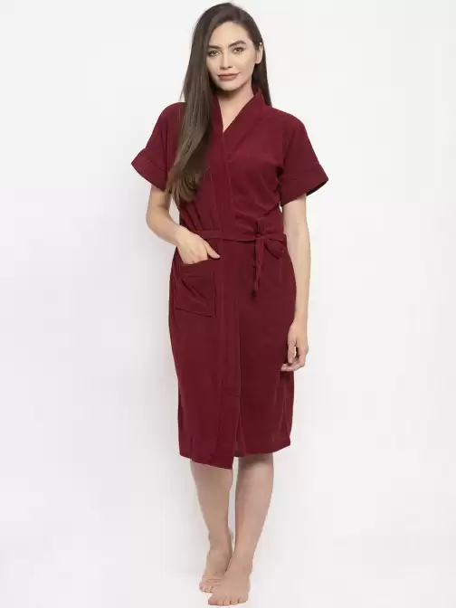 Women Solid Bath Robe - image 5