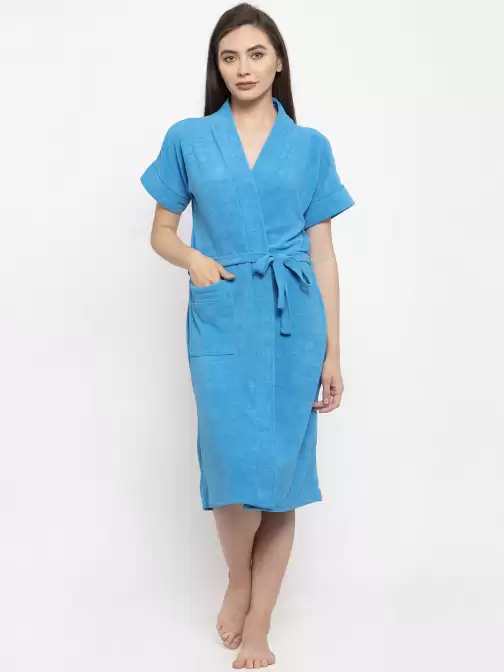 Women Solid Bath Robe - image 5