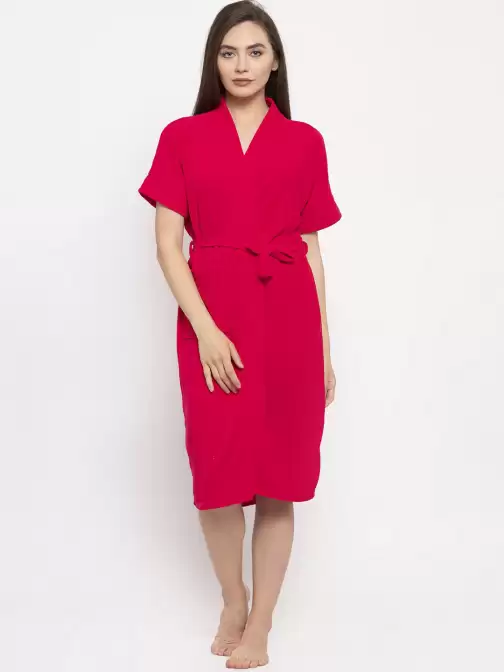 Women Solid Bath Robe - image 5