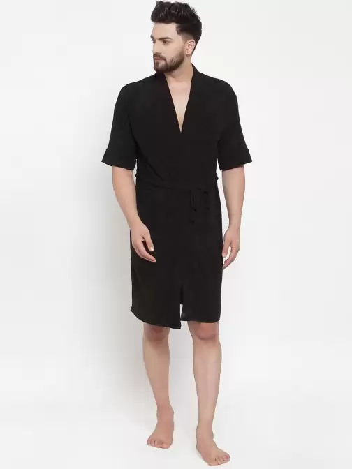 Men Solid Bath Robe - image 5