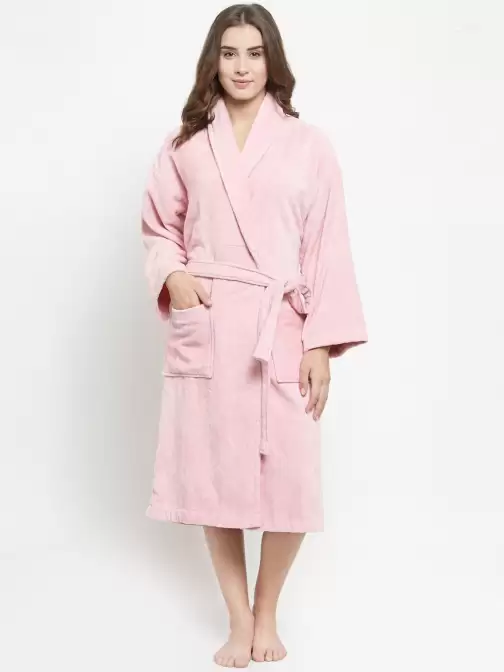Women Solid Bath Robe - image 5