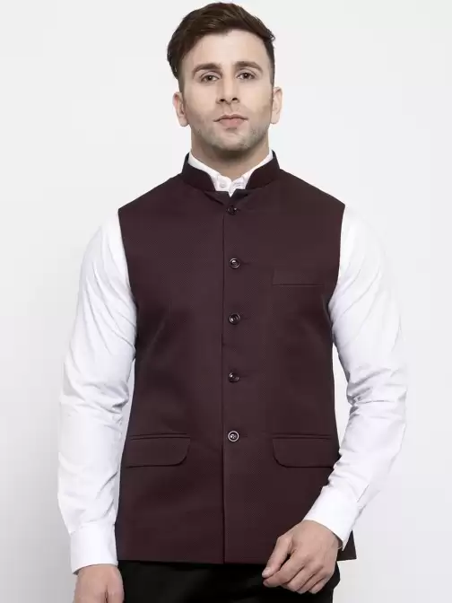 Men Solid Satin Nehru Jacket - image 5