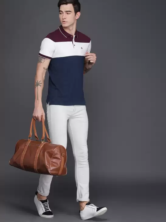 Colourblocked Polo Collar Pure Cotton T-shirt - image 6