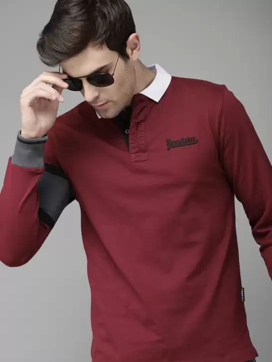 Solid Polo Collar Pure Cotton T-shirt - image 6