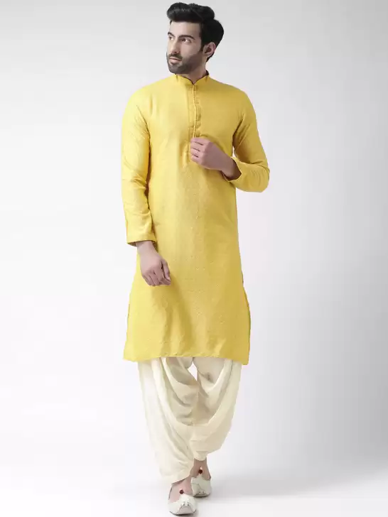 Men Self Design Kurta with Patiala - image 6