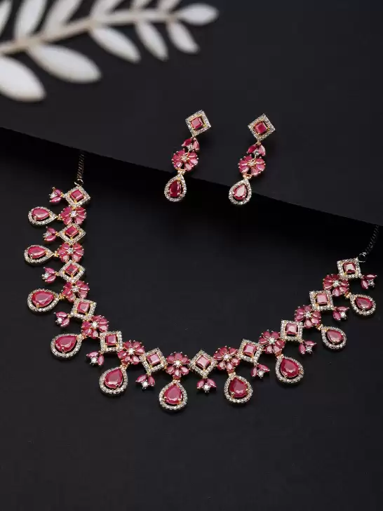 Women Gold-Plated Studded Jewellery Set - image 6
