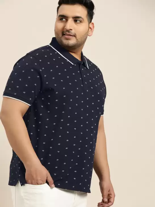 Plus Size Printed Polo Collar Pure Cotton T-shirt - image 6