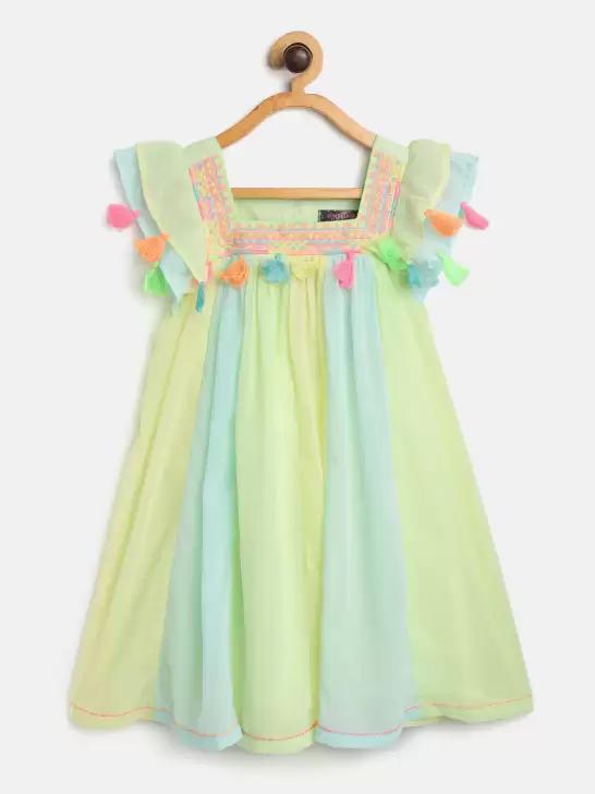 Girls Colourblocked A-Line Dress - image 6