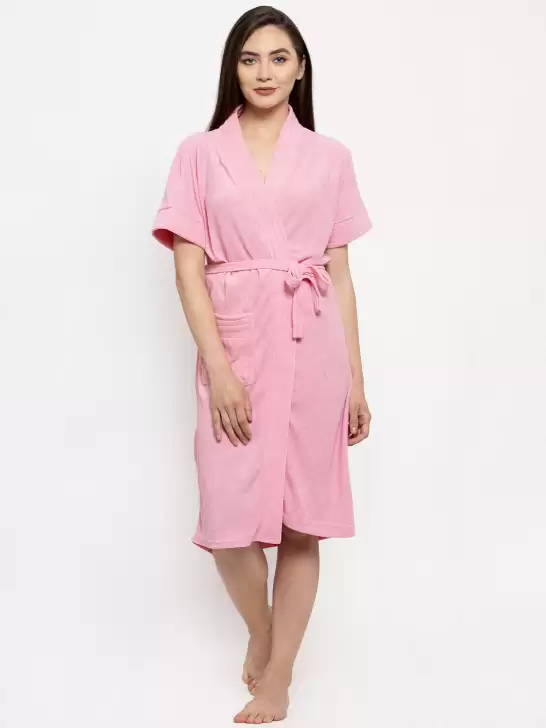 Women Solid Bath Robe - image 6