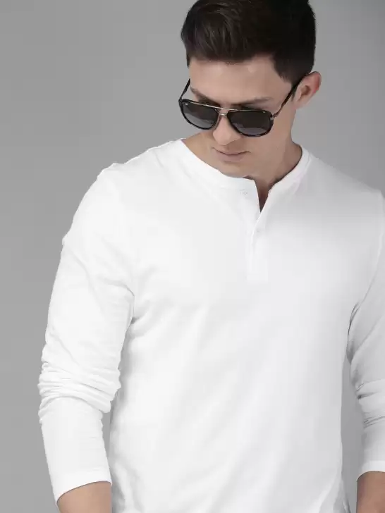 Solid Henley Neck T-shirt - image 6