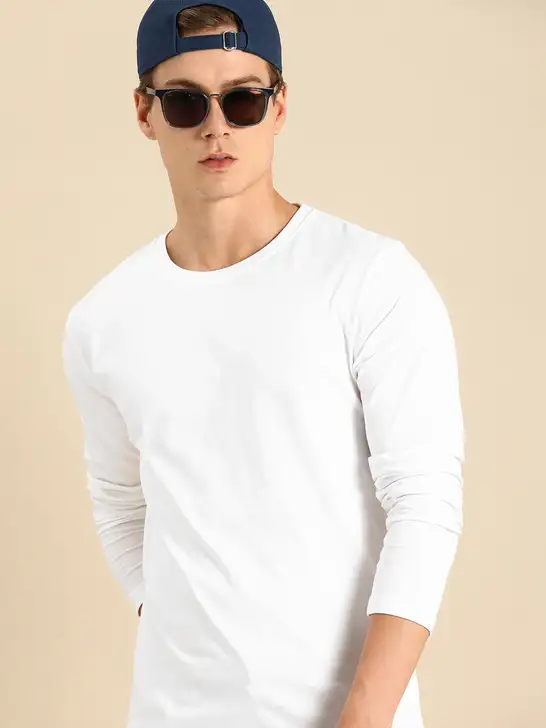 Solid Round Neck Pure Cotton T-shirt - image 6