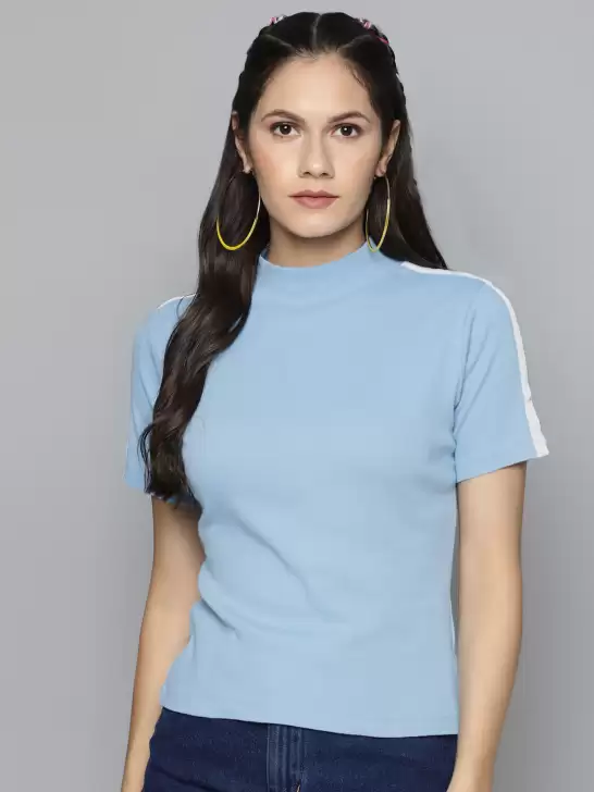 Women Ribbed High Neck T-shirt - image 6