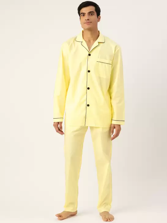 Men Cotton Solid Pyjamas Set - image 6