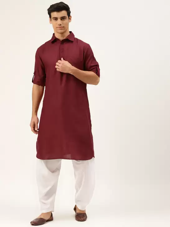 Men Cotton Pathani with Salwar - image 6