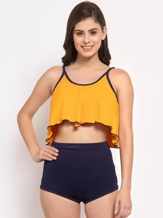 Women Solid Two Piece Swim Set - image 6