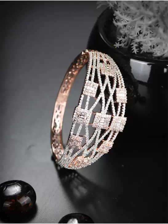 Women Brass American Diamond Handcrafted Rose Gold-Plated Bracelet - image 6