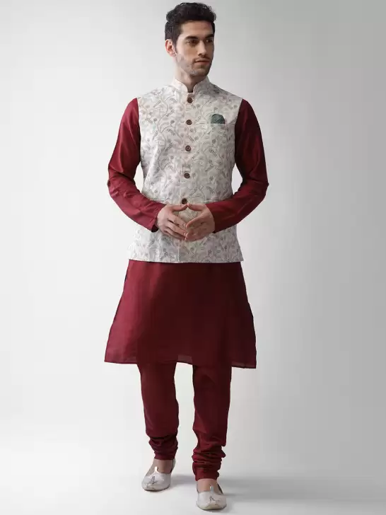 Men Kurta Pyjamas with Jacket - image 6