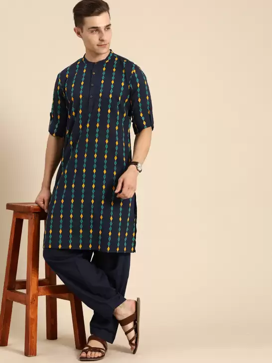 Men Printed Kurta with Salwar - image 6