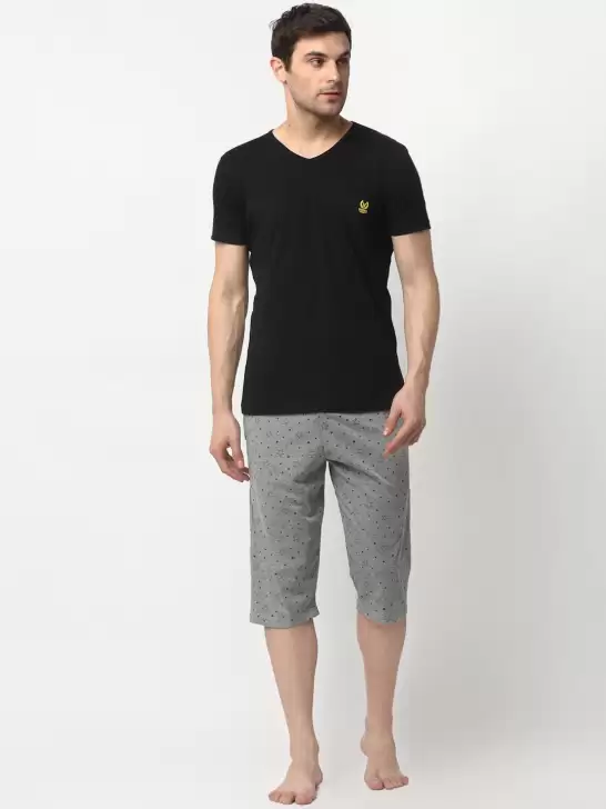 Men Solid Night suit - image 6