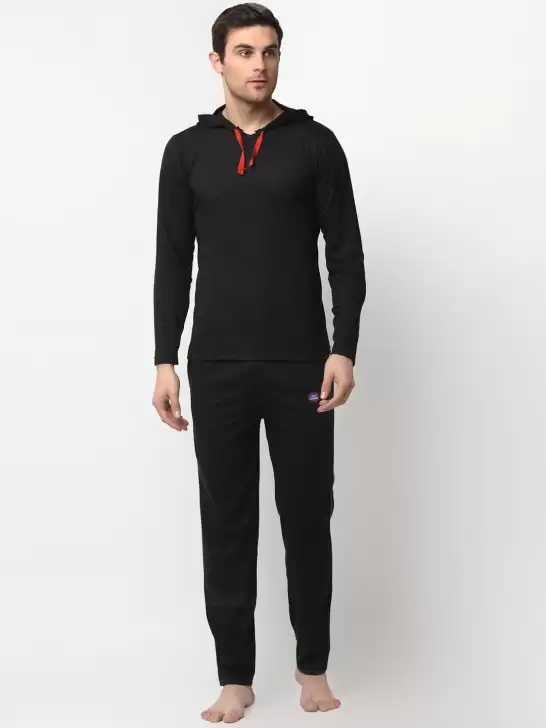 Men Solid Night suit - image 6