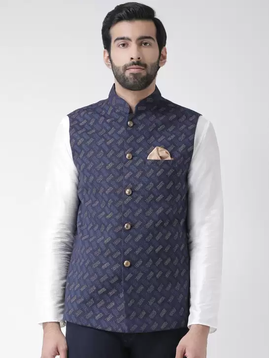 Men Printed Woven Nehru Jacket - image 6