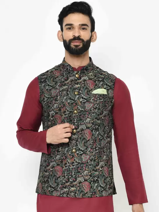Men Printed Nehru Jacket - image 6