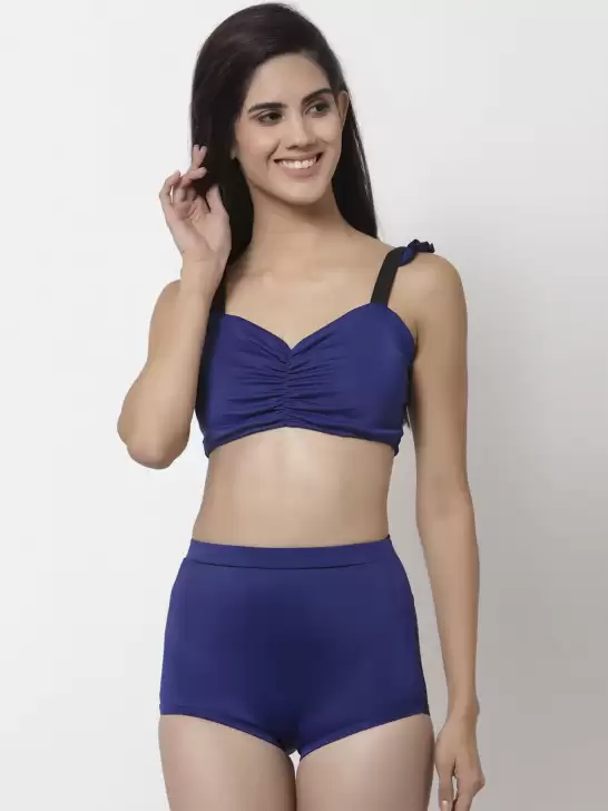 Women Solid Two Piece Tankini Swimwear - image 6