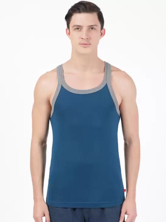 Men Solid Pure Cotton Innerwear Gym Vest - image 6