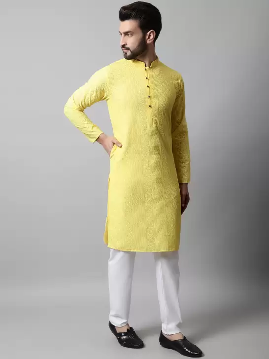 Men Embroidered Kurta with Pyjamas - image 6