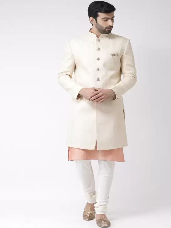 Men Solid Sherwani Set - image 6