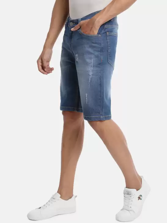 Men Washed Outdoor Denim Shorts - image 6