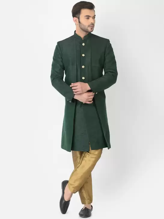 Men Solid  Sherwani Set - image 6