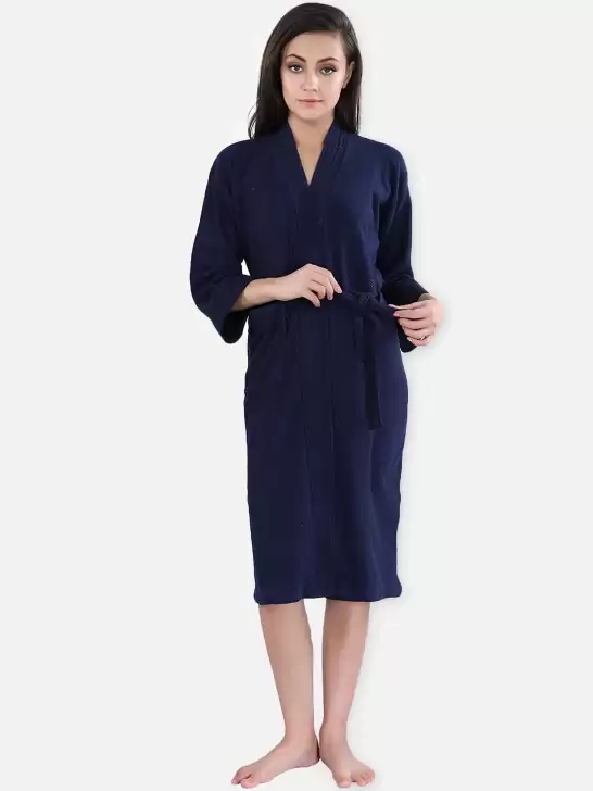 Women Solid Bath Robe - image 6