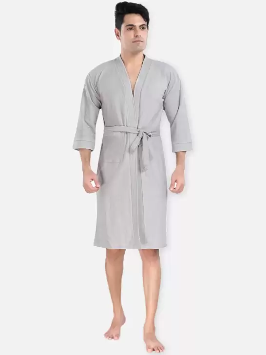 Men Solid Bath Robe - image 6