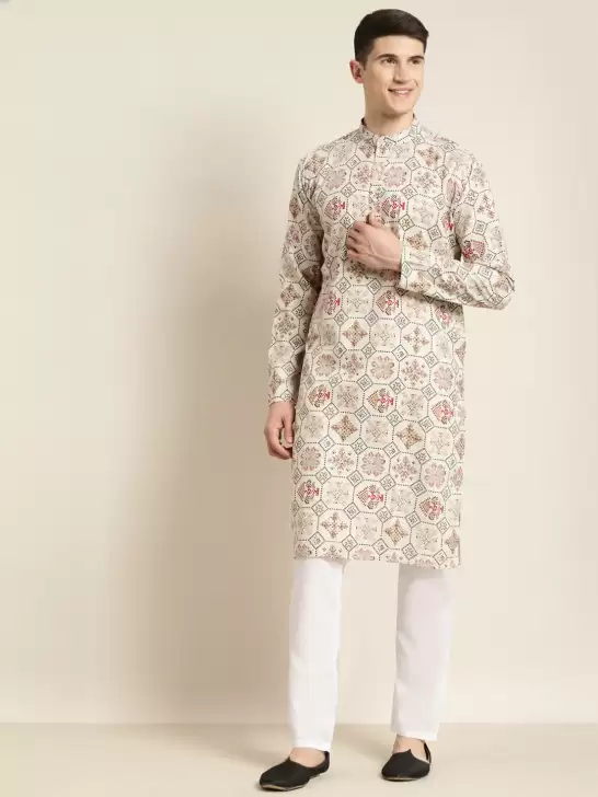 Men Printed Kurta with Churidar - image 6