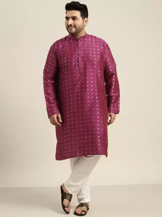 Men Plus Size Geometric Kurta - image 6