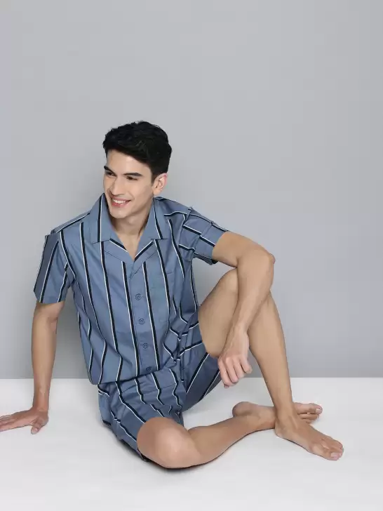 Men Stripe Print Night suit - image 6