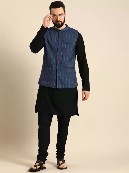 Men Embroidered Nehru Jacket - image 6