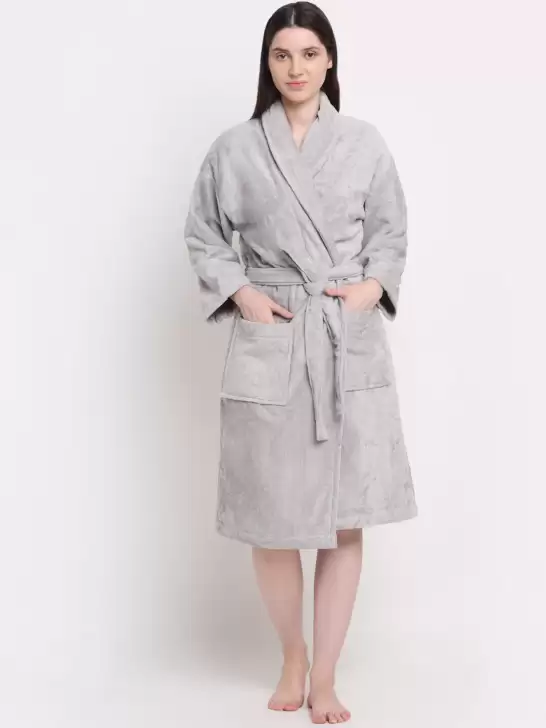 Women Solid Bath Robe - image 6