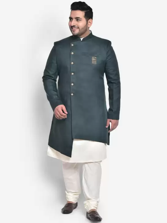 Men Solid Sherwani Set - image 6